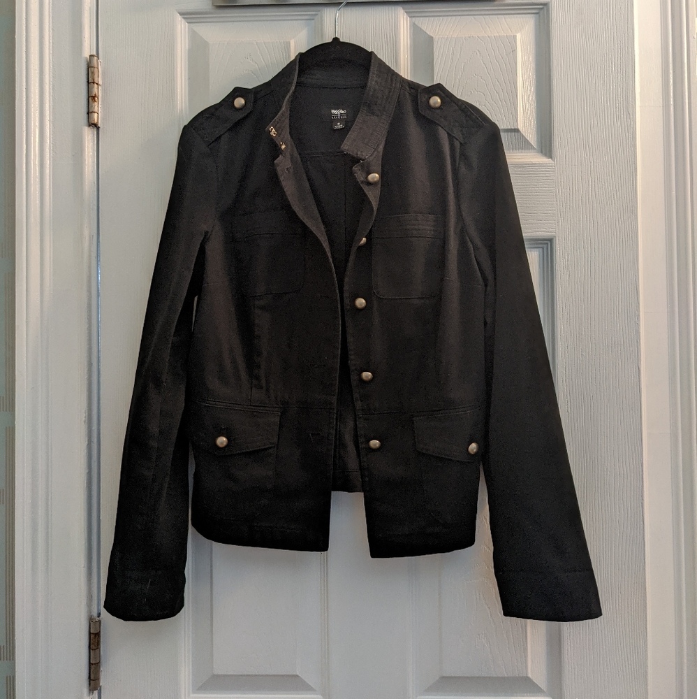 S Military Style women's Jacket army black with silver buttons